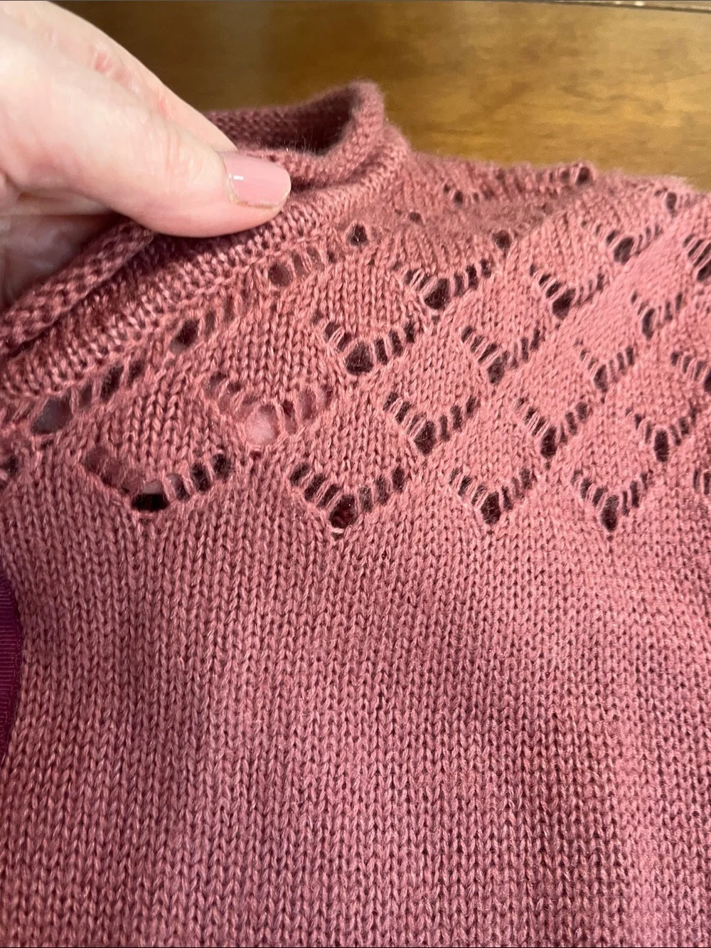 NWT evy's tree mauve rose-pink eyelet yoke button-front cardigan LARGE